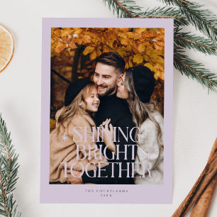 Shining Bright Together Photo Purple Holiday Card