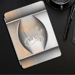 Shining brushed steel monogram<br><div class="desc">This beautiful iPad case is decorated with a very realistic brushed steel imitation with shadows and highlights. In the middle, like a heart opening, the metal opens to reveal your monogram, written with beautiful letters in script and sans serif fonts, elegantly interlaced and whose shadows and lights imitate embossing and...</div>