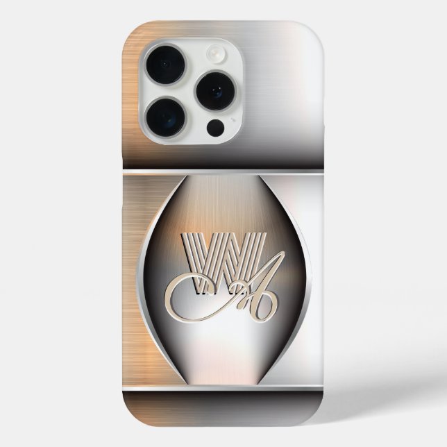 Shining brushed steel monogram iPhone / iPad case (Back)