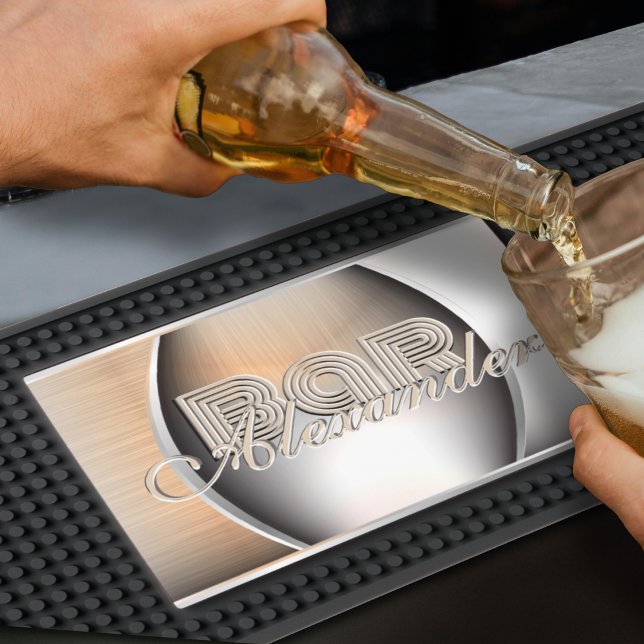 Shining brushed steel, owner’s name bar mat  (Creator Uploaded)