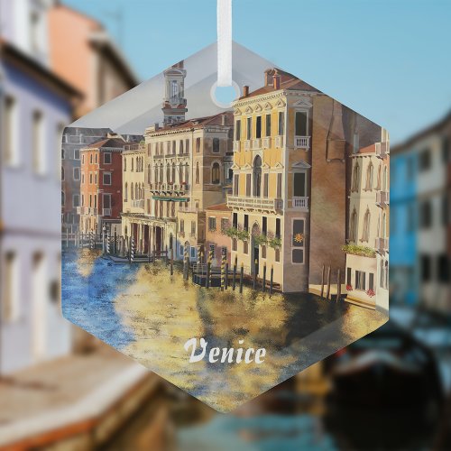 Shining Canals of Venice Glass Ornament