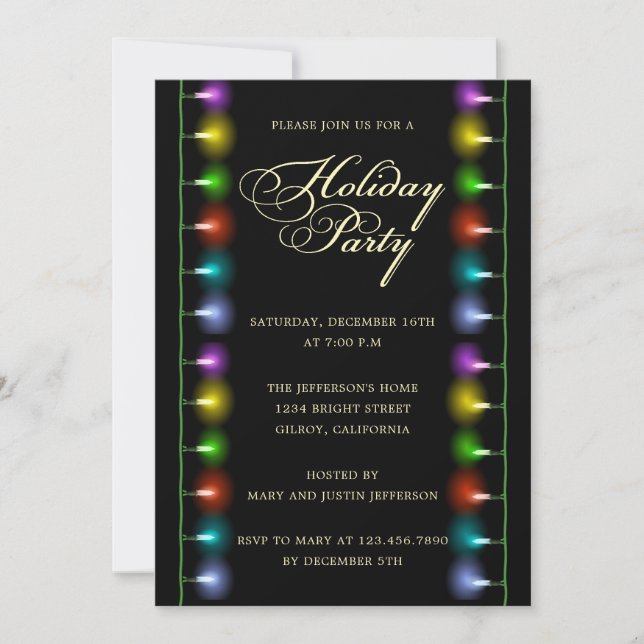 Shining Christmas Lights Holiday Party Invitation (Front)