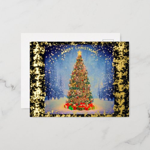 Shining Christmas tree Foil Holiday Postcard