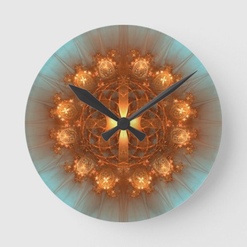 Shining Cross Mandala Round Clock