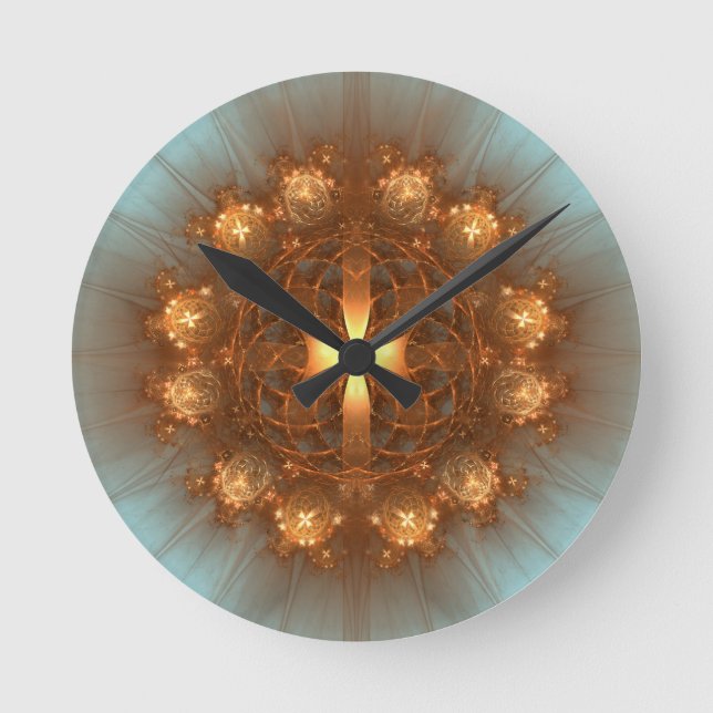 Shining Cross Mandala Round Clock (Front)