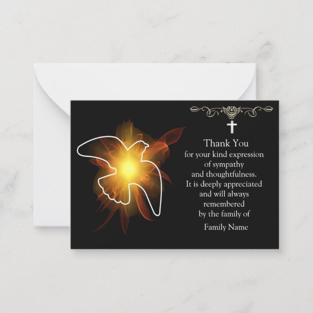 Shining Dove After Funeral Thank You Cards (Front)