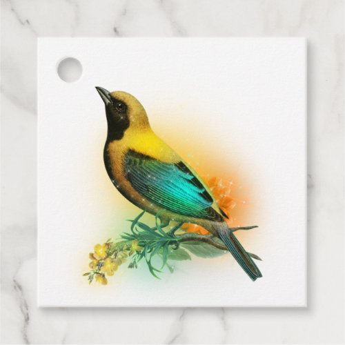 Shining Fantasy Yellow and Turquoise Bird Favor Tags