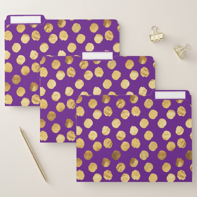 Shining Gold Dots on a Background of Purple File Folder (Set)