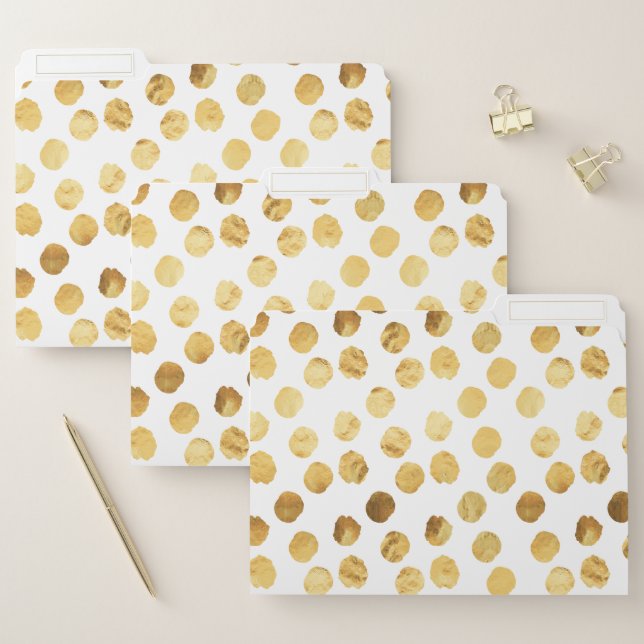 Shining Gold Dots on a Background of White File Folder (Set)