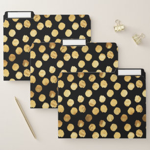 Shining Gold Dots on Background of Black File Folder