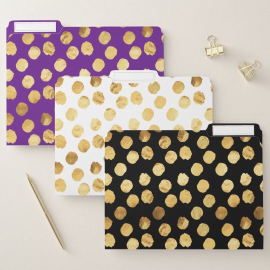 Shining Gold Dots On Black White And Purple File Folder Zazzle Com