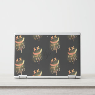 Shining Gold Keep it Up Funny Smile Emoji Pattern HP Laptop Skin