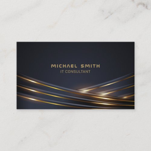 Shining Gold Lines on a dark background Business Card