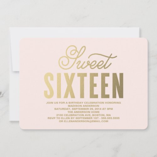 Shining Gold | Sweet Sixteen Invitation