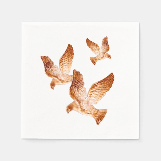 Shining Golden Doves Napkins (Front)