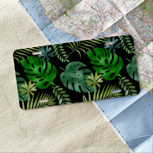 Shining Green Tropical Mixed Leaves Nature Lover License Plate