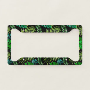 Shining Green Tropical Mixed Leaves Nature Lover License Plate Frame