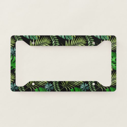 Shining Green Tropical Mixed Leaves Nature Lover License Plate Frame