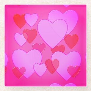 Shining heart  pink Valentine Glass Coaster