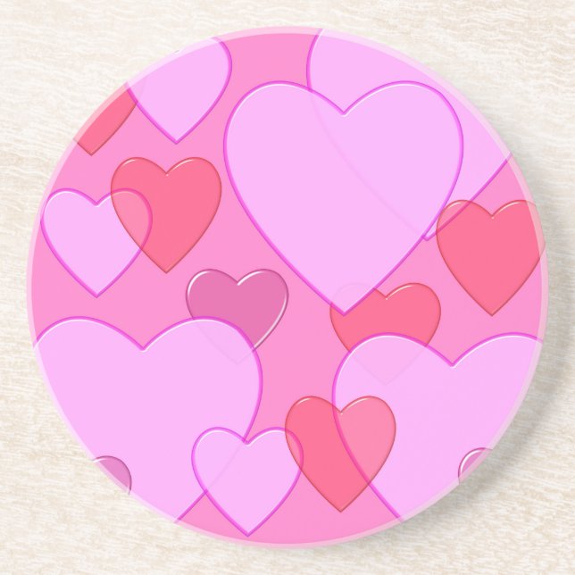 Shining heart Valentine background pink Drink Coaster (Front)