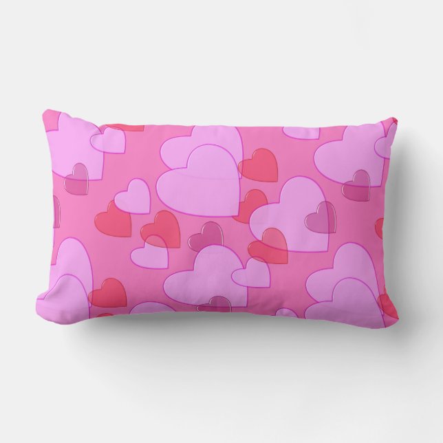 Shining heart Valentine background pink Lumbar Pillow (Front)
