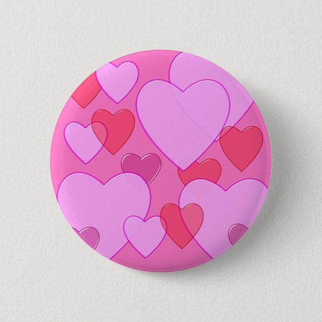 Shining heart Valentine background pink Pinback Button (Front)