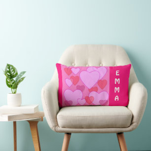 Shining heart Valentine pink personalized Lumbar Pillow