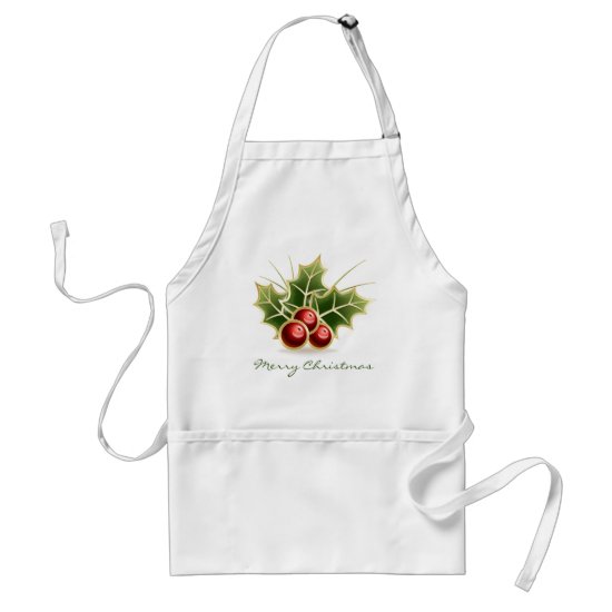 Shining Holly Berry customizable Adult Apron