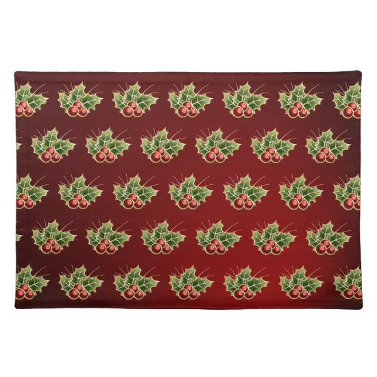 Shining Holly Berry pattern red Cloth Placemat