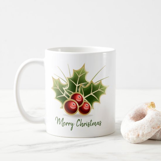 Shining Holly Berry personalizable Coffee Mug