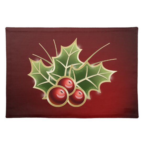 Shining Holly Berry red Cloth Placemat