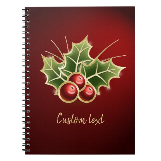 Shining Holly Berry red personalizable Notebook