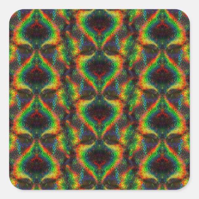 Shining Holographic Rainbow Lights Glitter Leaf Square Sticker (Front)