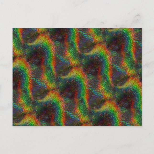 Shining Holographic Rainbow Lights Glitter Wave Postcard (Front)