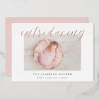 Shining Introduction Foil Birth Announcement