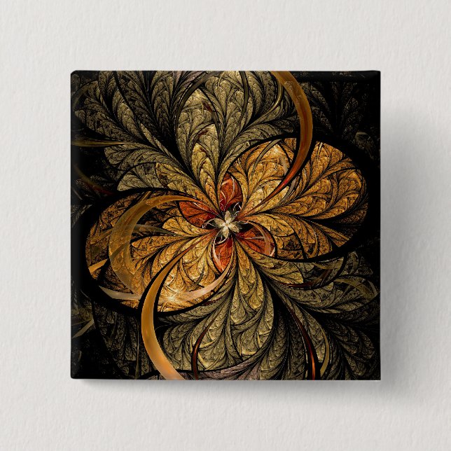 Shining Leaves Fractal Art Button (Front)