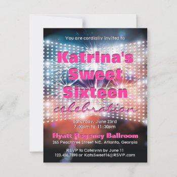 Shining Lights And Fireworks Sweet Sixteen Invite by InvitationBlvd at Zazzle