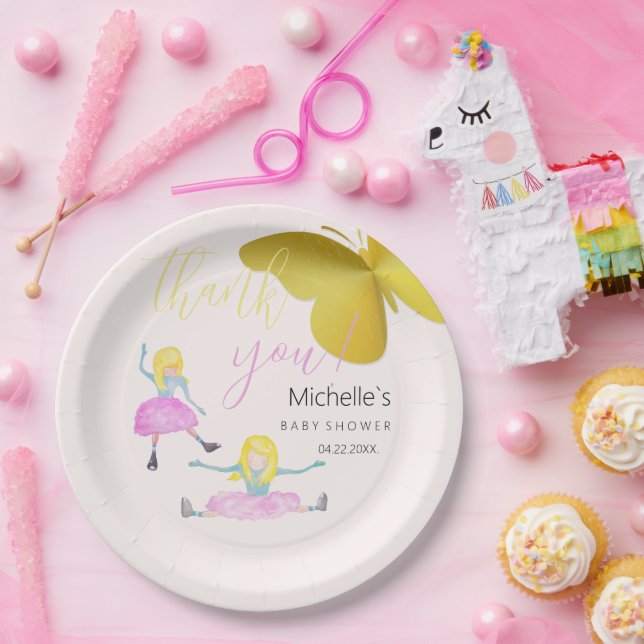 Shining Like A Girl Watercolor Illustration Paper Plates (Party)