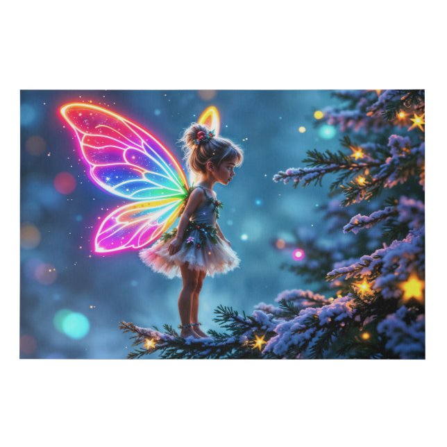 Shining little Christmas fairy lights fantasy Faux Canvas Print (Front)