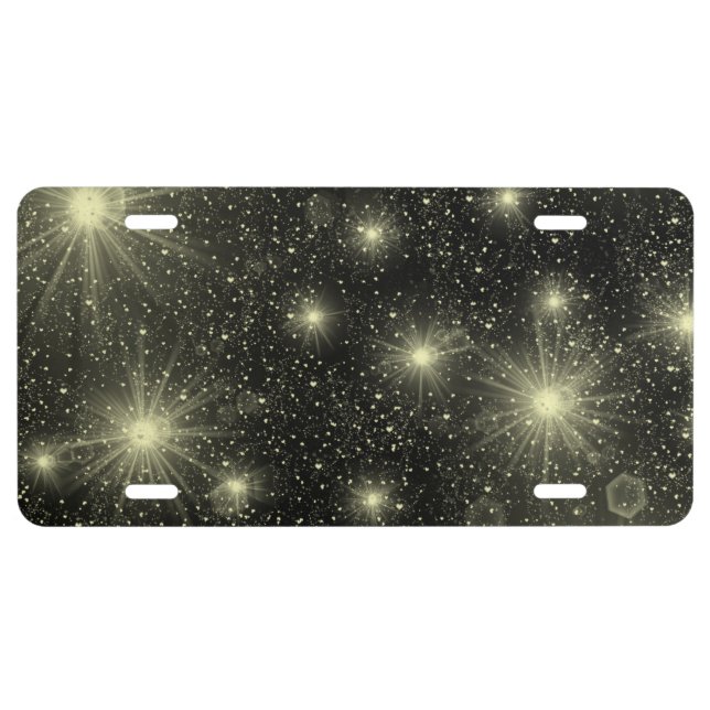shining little silver hearts and stars license plate (Front)