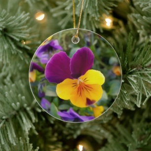 Shining pansies ceramic ornament