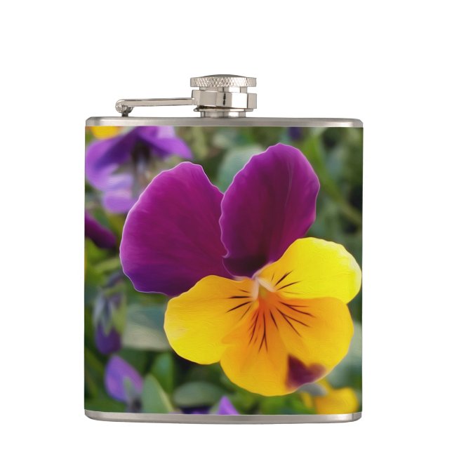 Shining pansies flask (Front)