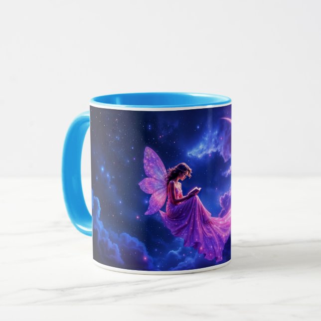 Shining pink fairy wings luminous stars art mug (Front Left)