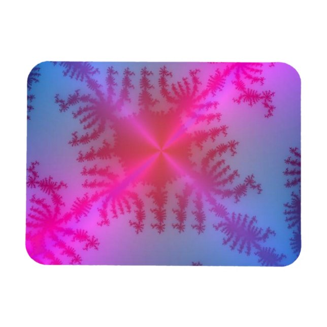 Shining Pink Snowflake on Baby Blue Magnet (Horizontal)