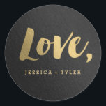 Shining Promise Love Wedding Favor Sticker<br><div class="desc">This contemporary Shining Promise wedding suite,  featuring bold lettering in faux-foil texture,  is sure to make a lasting impression. Matching items and other color options are available at our website WWW.BERRYBERRYSWEET.COM or upon request.  

 Design © Berry Berry Sweet Designs</div>
