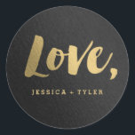 Shining Promise Love Wedding Favor Sticker<br><div class="desc">This contemporary Shining Promise wedding suite,  featuring bold lettering in faux-foil texture,  is sure to make a lasting impression. Matching items and other color options are available at our website WWW.BERRYBERRYSWEET.COM or upon request.  

 Design © Berry Berry Sweet Designs</div>