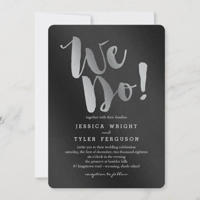 Shining Promise Wedding Invitations Silver (Front)