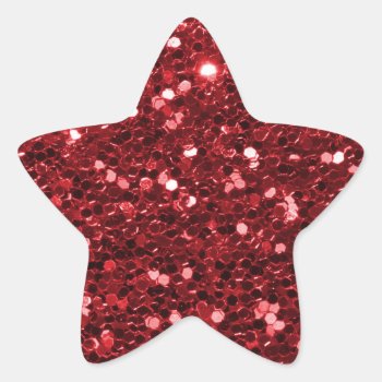 Shining Red Glitter Faux Glitter Sparkle Star Star Sticker by its_sparkle_motion at Zazzle