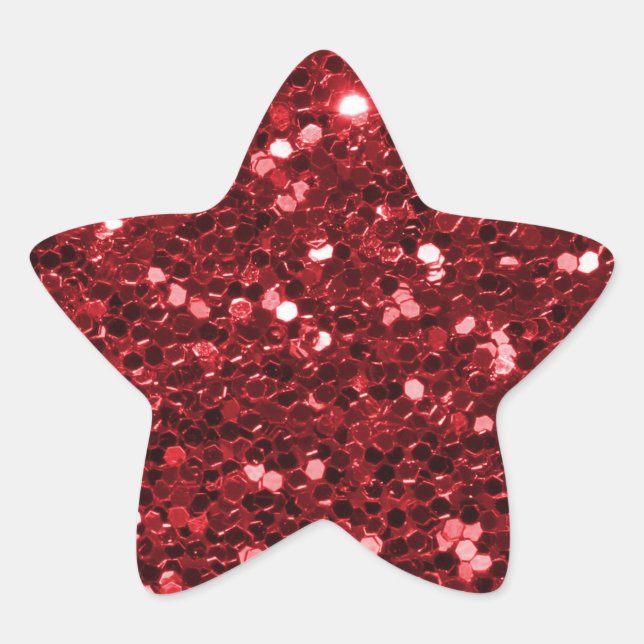Shining Red Glitter Faux Glitter Sparkle Star Star Sticker (Front)