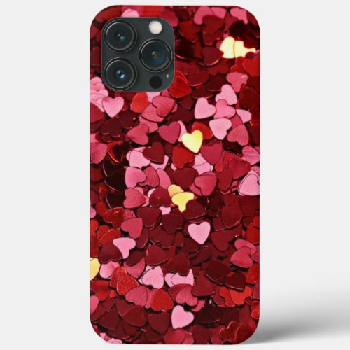 Shining red hearts design iPhone 13 pro max case